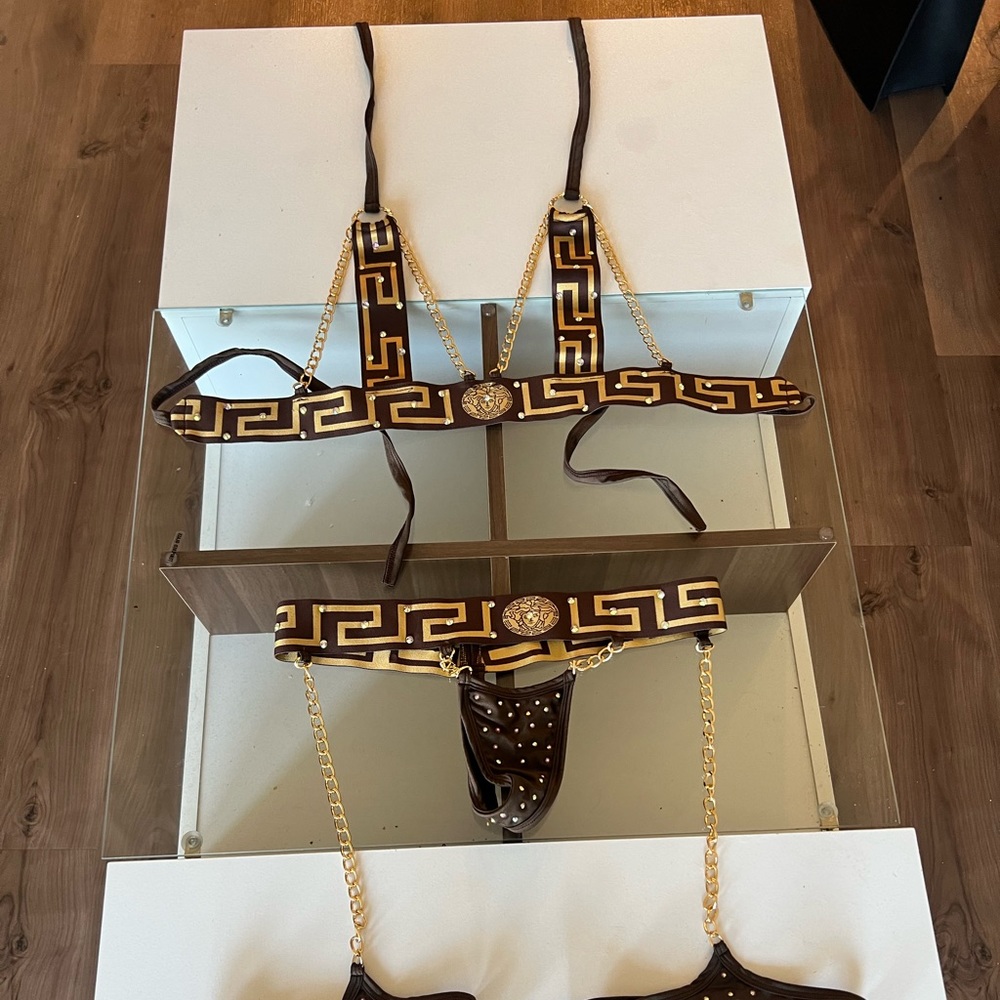 Versace *themed* Medusa head rhinestone Dancer outfit Lingerie OS (not Versace)